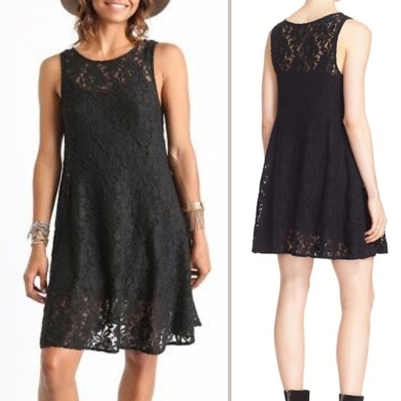 Free People Dresses & Skirts - FREE PEOPLE Miles Of Lace Mini Fit & Flare Sleeveless Popover Dress, Lined, Nwt